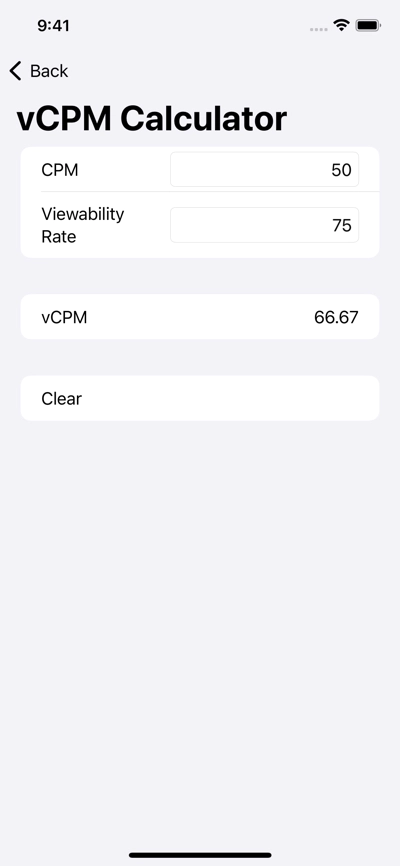 Cost Per Viewable Impression Screenshot